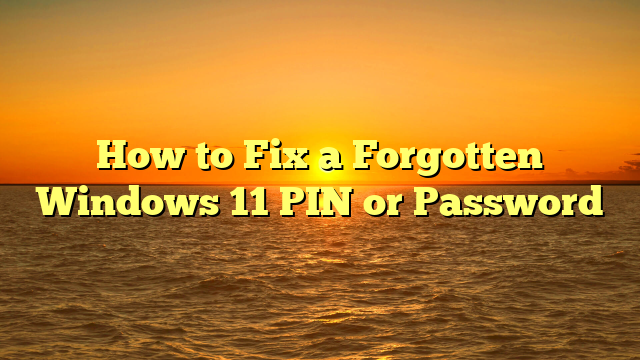How to Fix a Forgotten Windows 11 PIN or Password